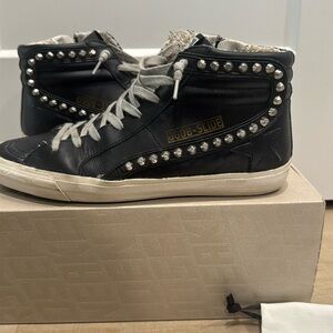 Golden Goose black leather slide classic